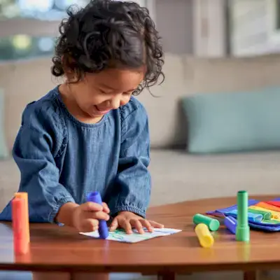 Little boy playing with The Block Set by Mommy's Reviews