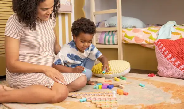 Montessori Math Bars & Number Tiles, Number Sense Nature Counters and Wooden Wobble Puzzle from The Problem Solver Play Kit