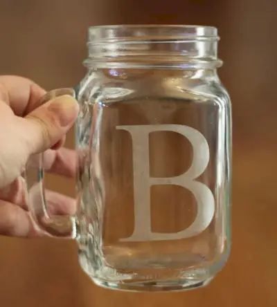 DIY Etched Mason Jar Mugs