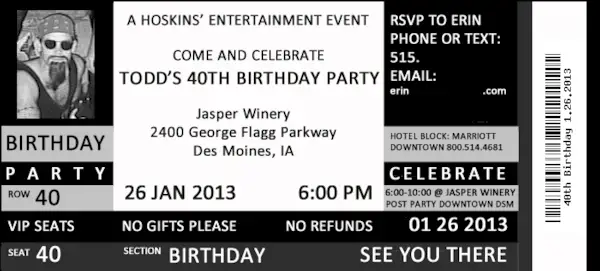 Concert Ticket Invitation