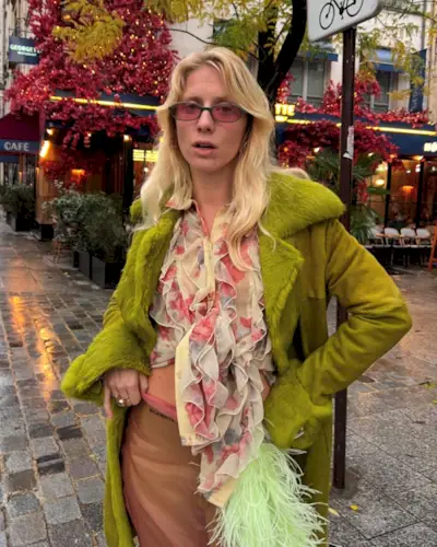 Laura Tonder wearing her hair in a grown-out shag style.