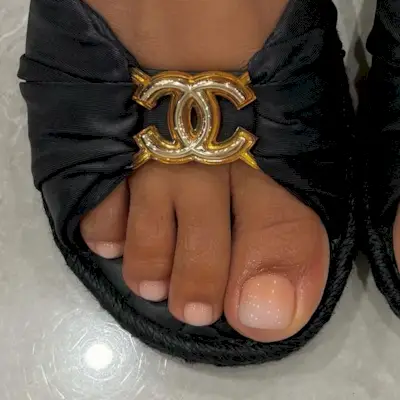 French ombre pedicure with Chanel sandals