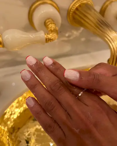 @harrietwestmoreland red French tip manicure