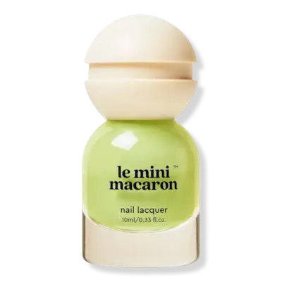 Long, almond nails with fruit painted on them.