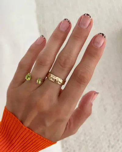 Cow print French tip manicure trend