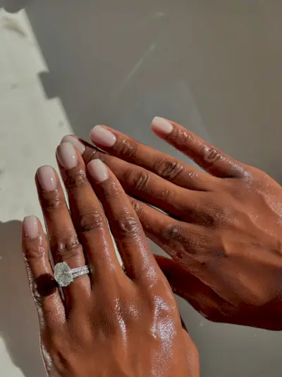 Milky white mani by @harrietwestmoreland