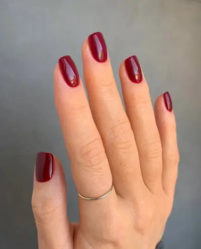 Dark wine red mani by @raelondonnails