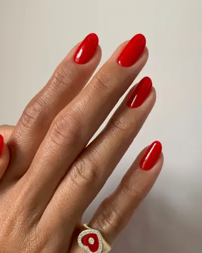 bold red nails by @raelondonnails