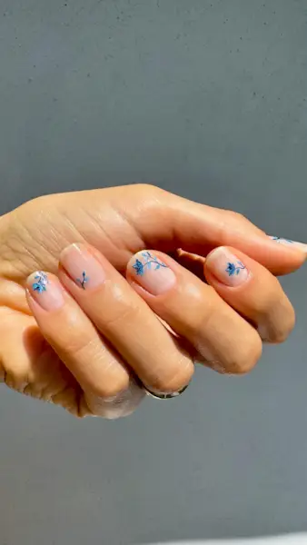 Blue floral nail art