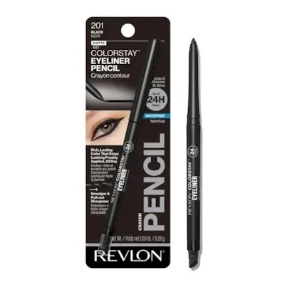 Revlon, Revlon Colorstay Waterproof Eyeliner Pencil, Built-In Sharpener, 201 Black, 0.01 Oz