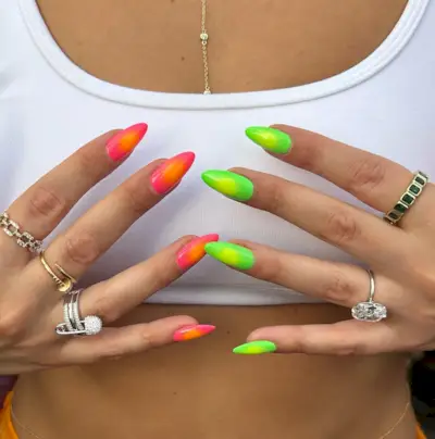 Neon green nail design