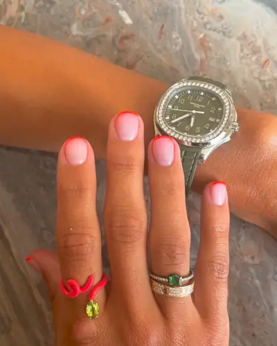 @harrietwestmoreland coral French tip nails