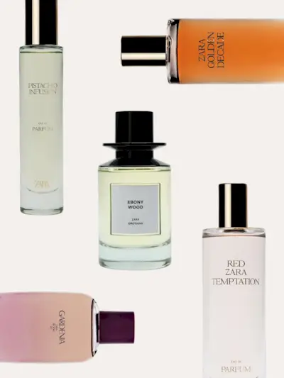 A collage with different Zara perfume bottles