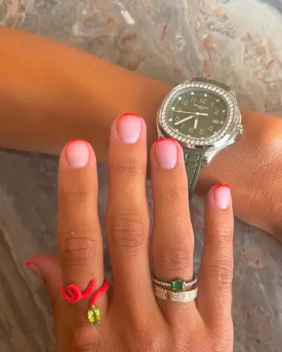 Neon short French tip nails