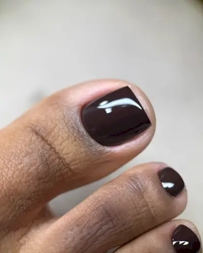 A chocolate brown pedicure