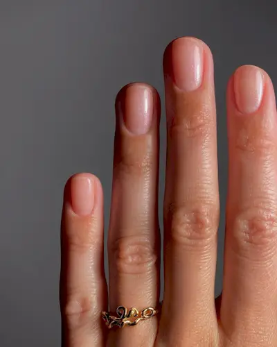 Organza nails with a sheer, subtle sparkle