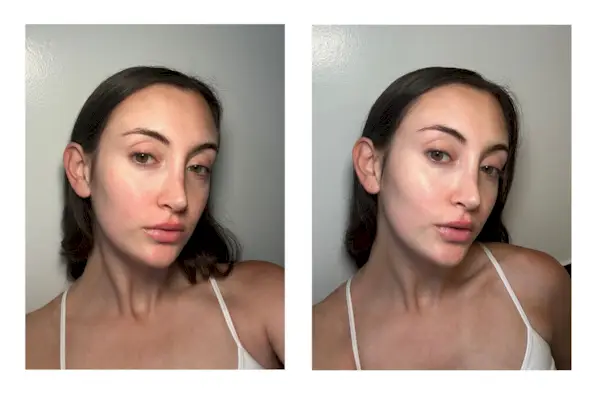 Alyssa Brascia before and after using the Solawave Wand.