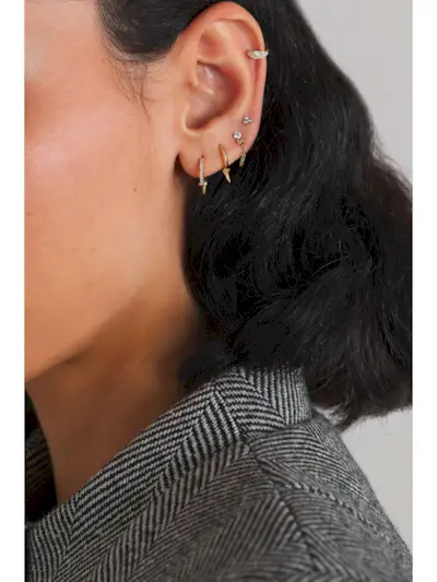 3.5mm Ball Trinity Threaded Stud 14-Karat White Gold Single Earring