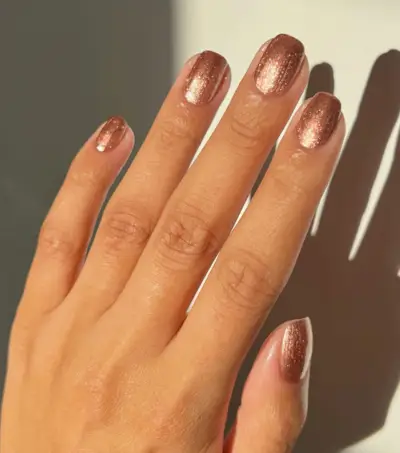 Frosty neutral nails.