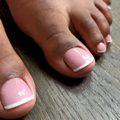 Pink French pedicure design