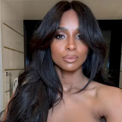 Ciara with curtain bangs