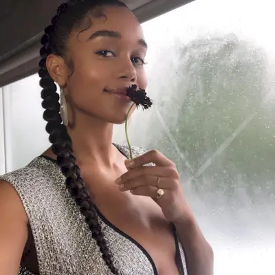 @lauraharrier with a French braid style hairstyle