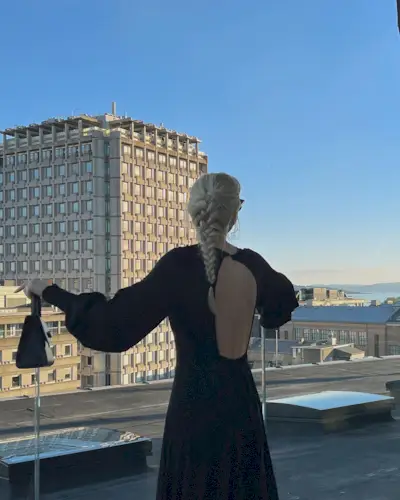 @andreasteen with a French braid hairstyle