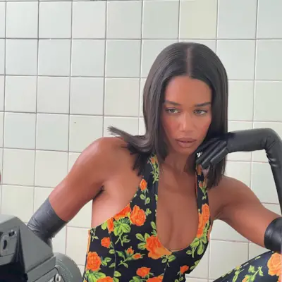An image of Laura Harrier with a straight, short hairstyle.