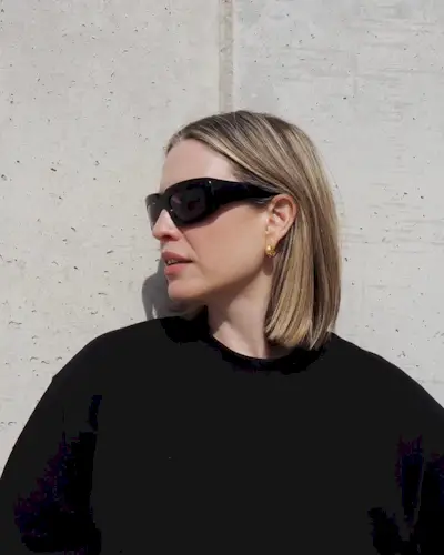 Alexis Foreman with straight bob haircut