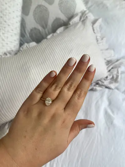 Poppy Nash wearing funny bunny gel polish