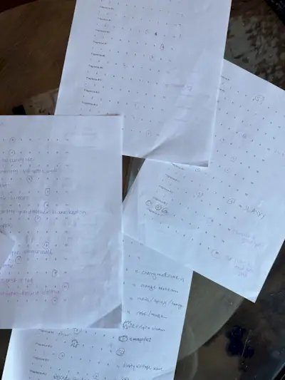 WWW beauty team testing perfumes and writing down their ranking favorites