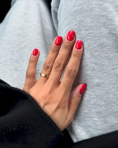 Chili red nails.