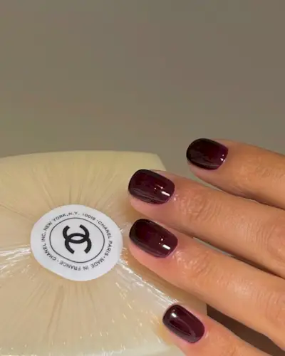 Short burgundy squoval nails