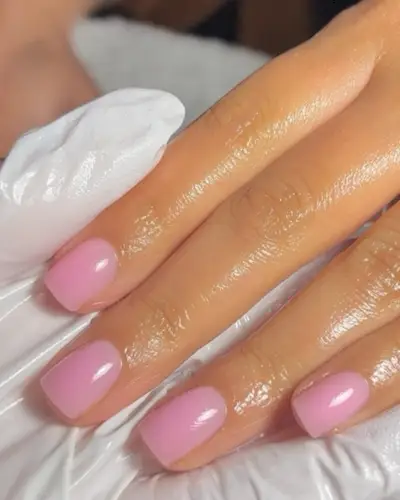 Bright milky pink squoval nails