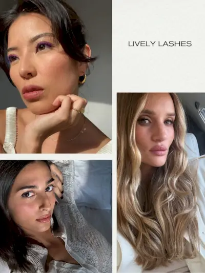 A collage of makeup looks with a focus on the eyelashes