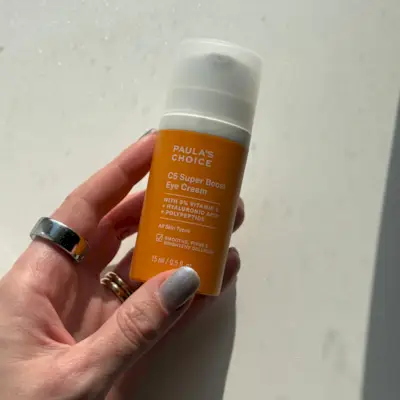 Holding the Paula's Choice C5 Super Boost Eye Cream
