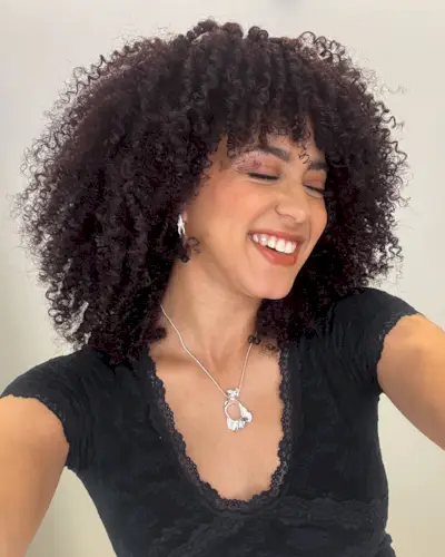 Textured shag haircut with bangs