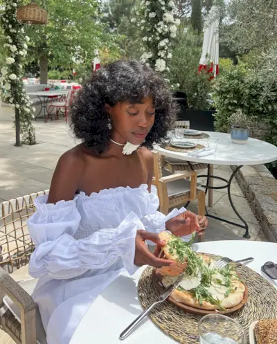 Curly shag haircut with bangs