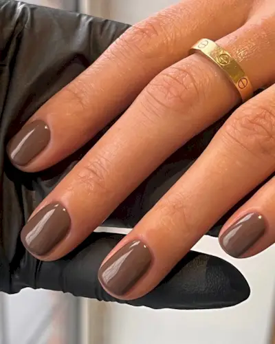 A picture of a chocolate brown manicure