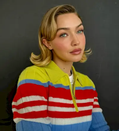Gigi Hadid wears a flipped bob by Dimitris Giannetos.