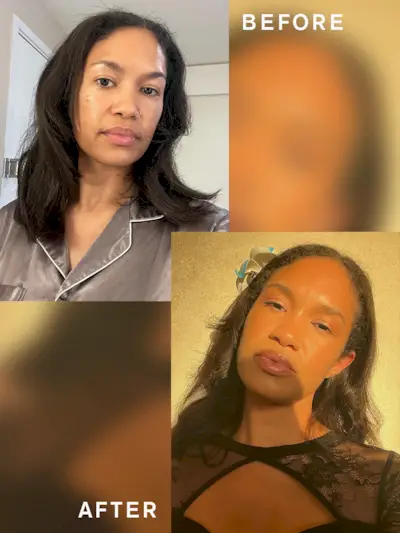 Beauty editor Shawna Hudson before-and-after using Dyson Airwrap