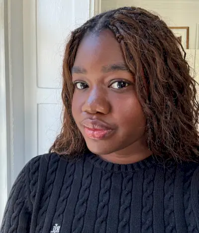 Associate beauty editor Maya Thomas wearing Sacheu lip tint