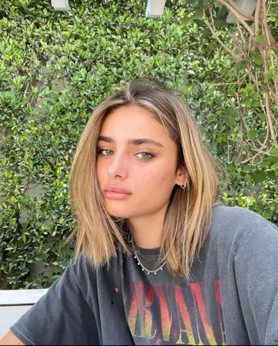Taylor Hill with a relaxed bob hairstyle