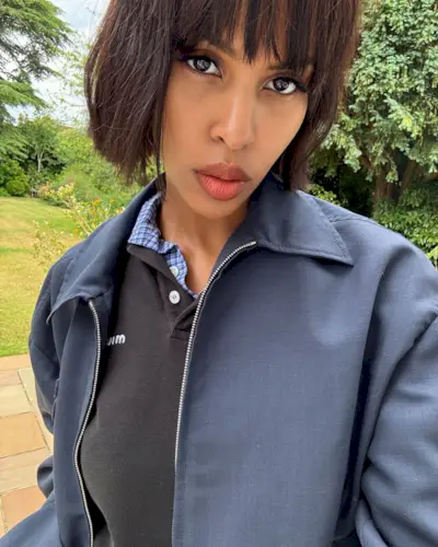 Sabrina Elba with bob haircut and fringe