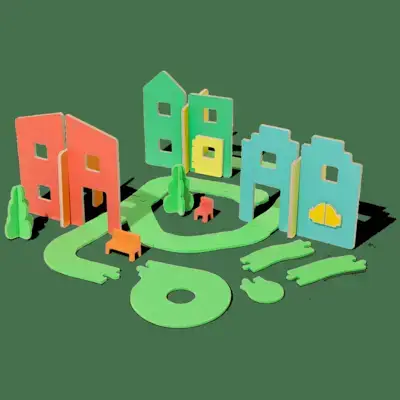 Wooden Modular Village & Pathways from The Connector Play Kit