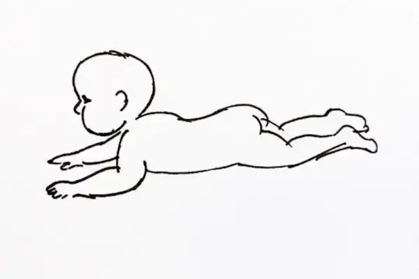 Illustration of a baby doing tummy time