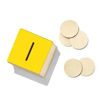 Wooden Coin Bank and Coins from The Babbler Play Kit