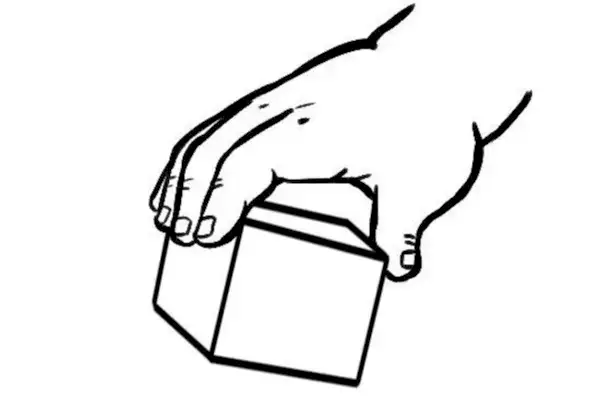 Illustration of a hand holding a block