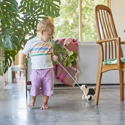 Child walking The Pull Pup by Mommy's Reviews