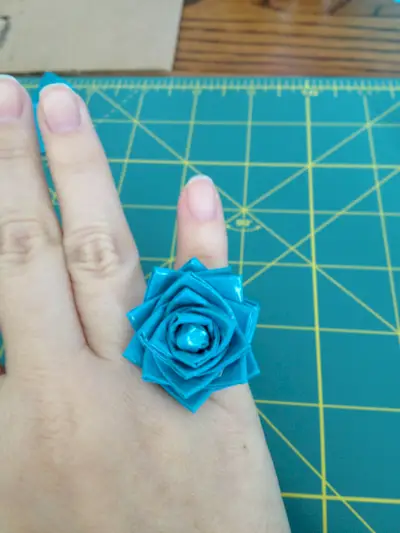 finished duct tape flower ring